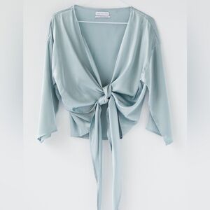urban outfitters nicole satin wrap blouse